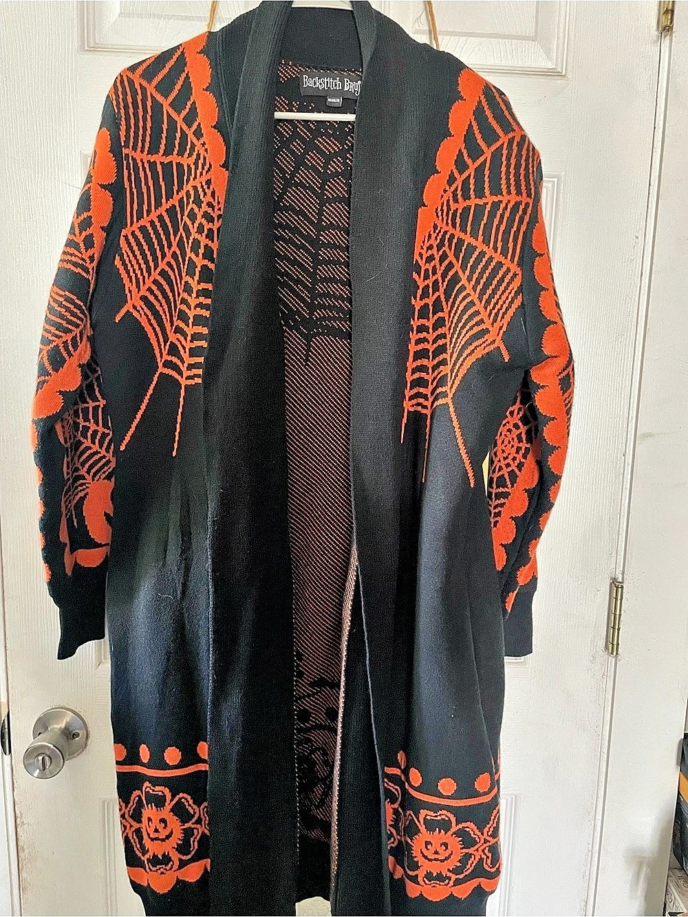 Backstitch Bruja Pumpkin Witch Cardigan Black & Orange
